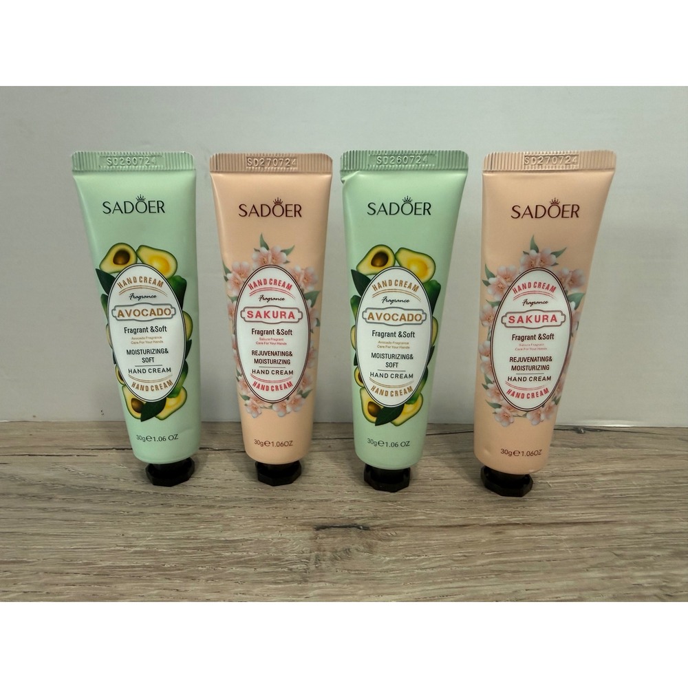 Sadoer Hand Cream Lot 4 Fragrance‎ Moisturizing Hand Cream Avocado & Sakura NEW